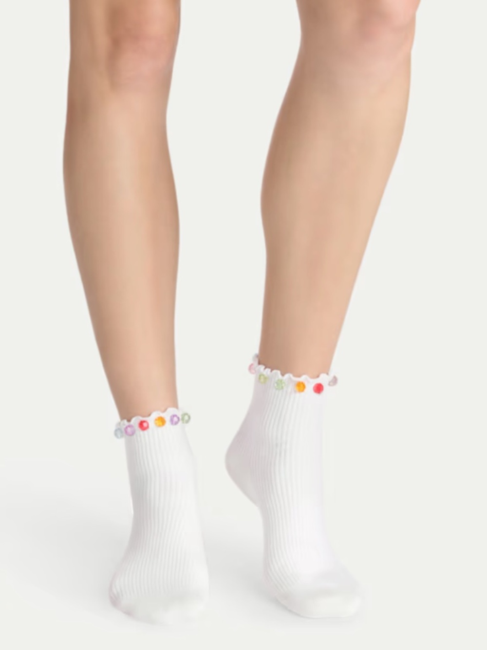 Bombas x Susan Alexandra Embellished Ruffle Rib Quarter Socks